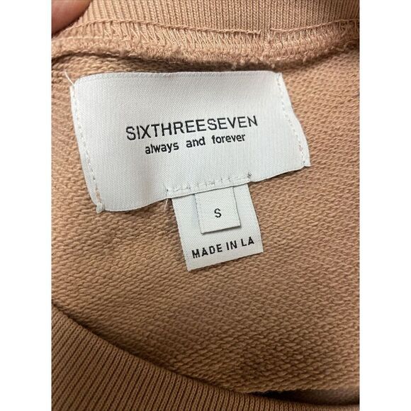 SIXTHREESEVEN Women's The Raglan Crewneck Sweatshirt in Nude Pink Size Large 4-1 - Picture 5 of 5